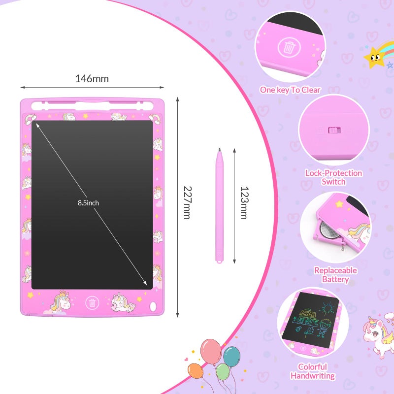 Mafiti LCD Writing Tablet 8.5 Inch Electronic Writing Drawing Pads Portable Doodle Board Gifts for Kids Toys for Girls Pink - Image 4